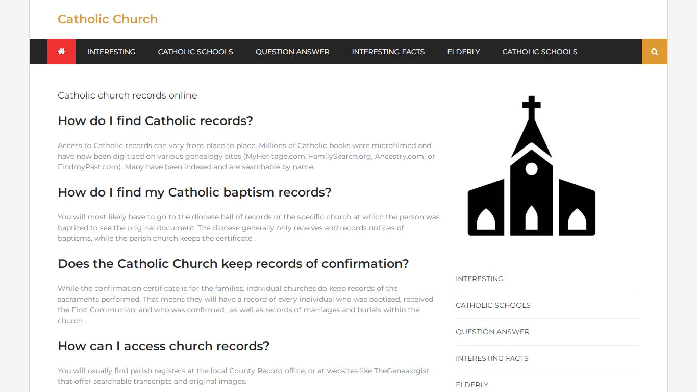 Catholic church records online