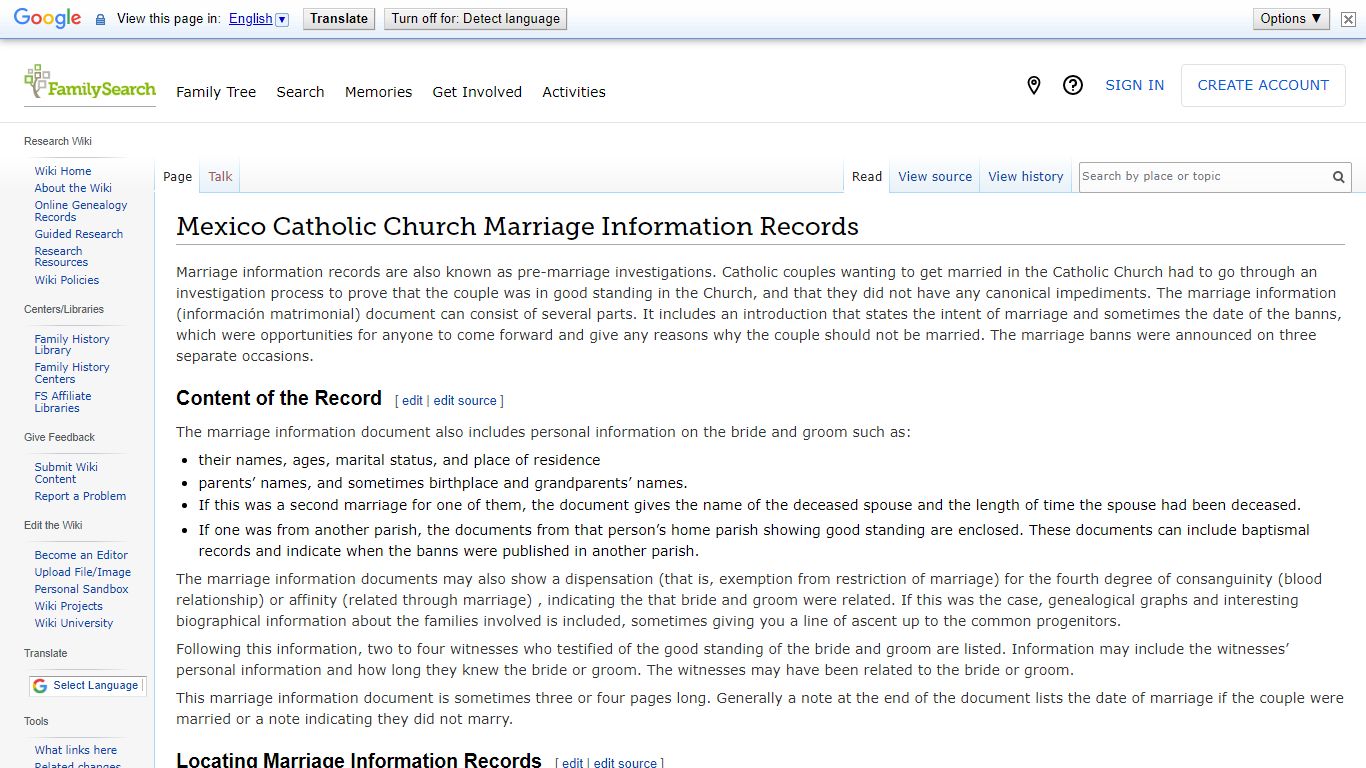 Mexico Catholic Church Marriage Information Records