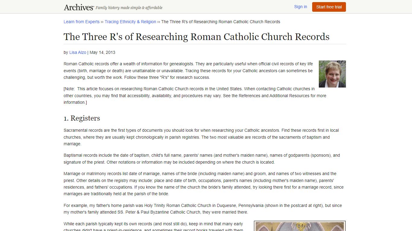 The Three R's of Researching Roman Catholic Church Records - Archives.com